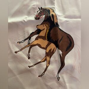 Vintage  Horse Equestrian Scarf 30”x29”